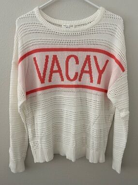 Rio & Rian Vacay Open Knit Sweater Womens L White Vacation Top Beach Resort NWT